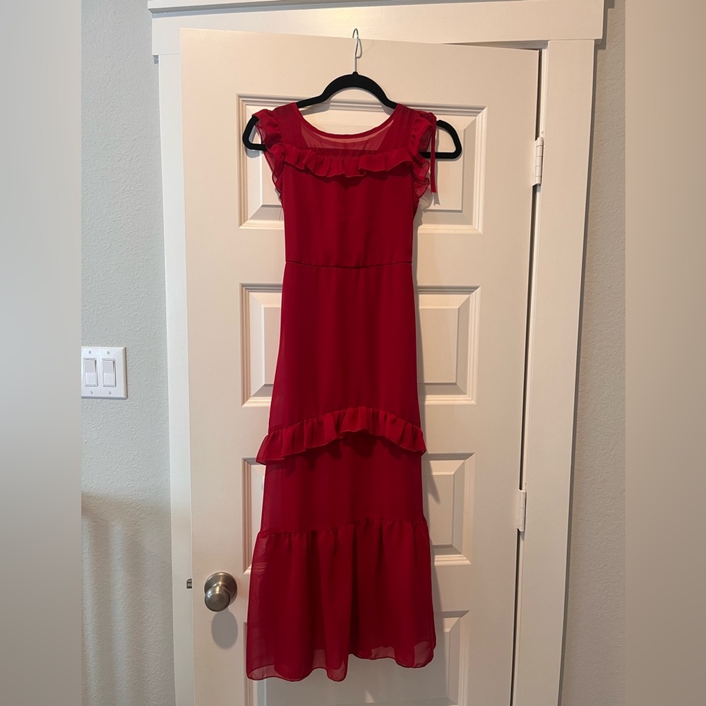Elegant Red Ruffle Dress